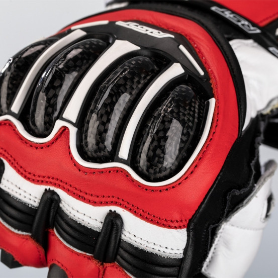Gants moto cuir RST Tractech Evo 4 - Rouge Blanc Noir