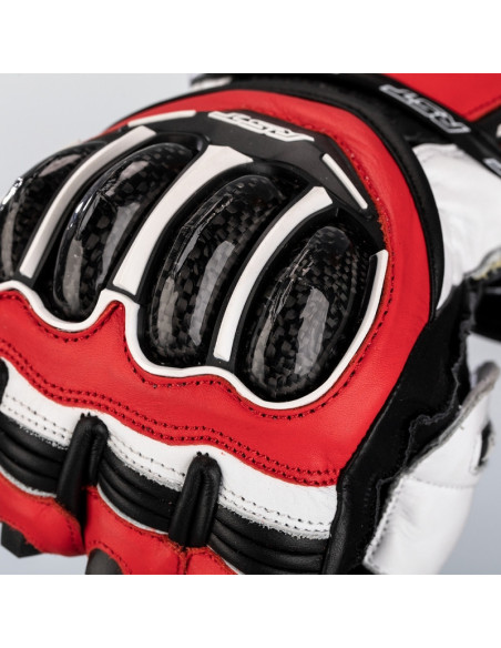 Gants moto cuir RST Tractech Evo 4 - Rouge Blanc Noir