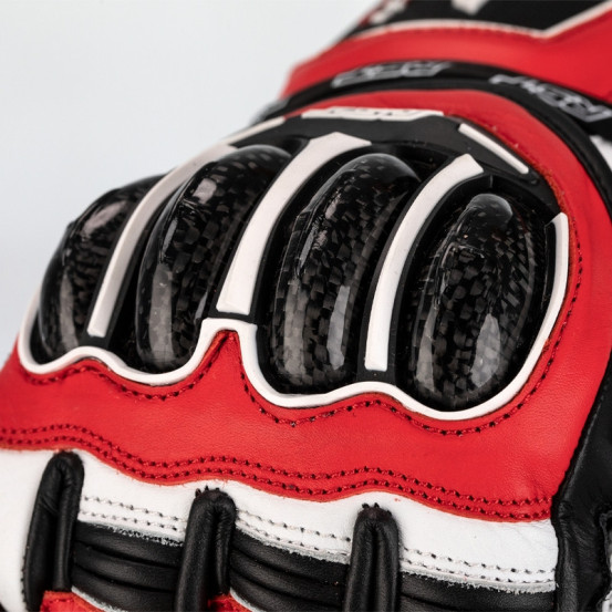 Gants moto cuir RST Tractech Evo 4 - Rouge Blanc Noir