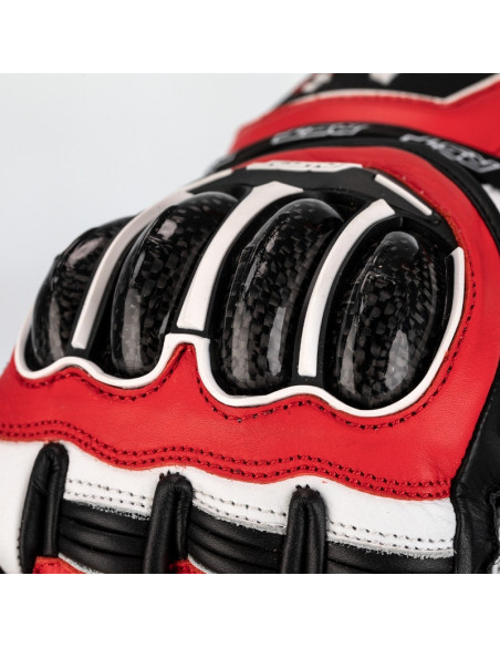 Gants moto cuir RST Tractech Evo 4 - Rouge Blanc Noir