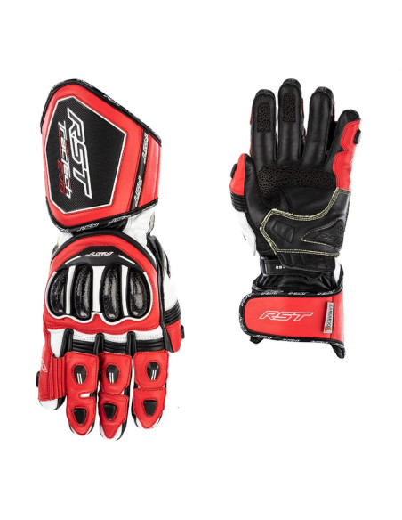 Gants moto cuir RST Tractech Evo 4 - Rouge Blanc Noir