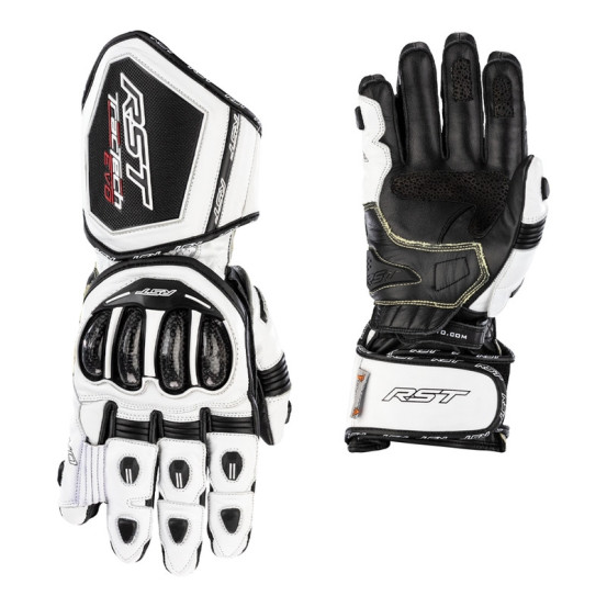 Gants moto cuir RST Tractech Evo 4 - Blanc Noir