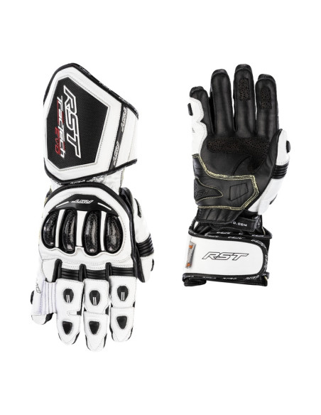 Gants moto cuir RST Tractech Evo 4 - Blanc Noir
