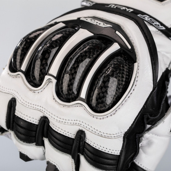 Gants moto cuir RST Tractech Evo 4 - Blanc Noir