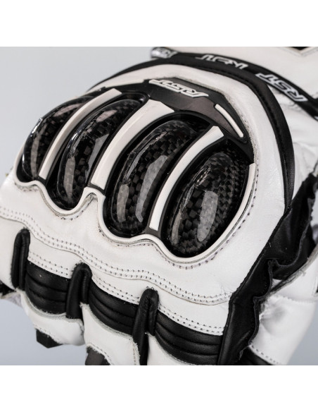 Gants moto cuir RST Tractech Evo 4 - Blanc Noir