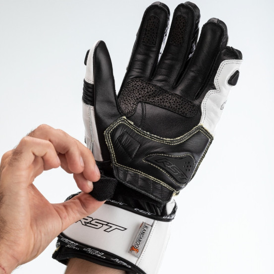 Gants moto cuir RST Tractech Evo 4 - Blanc Noir