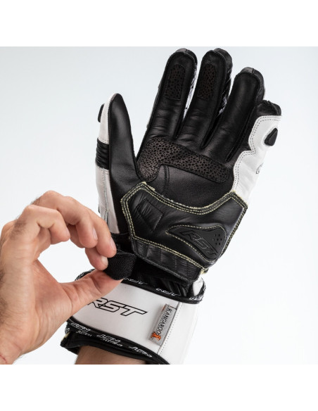Gants moto cuir RST Tractech Evo 4 - Blanc Noir