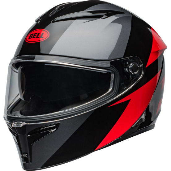 Casque moto intégral Bell Lithium Shear - Gris métallique Rouge