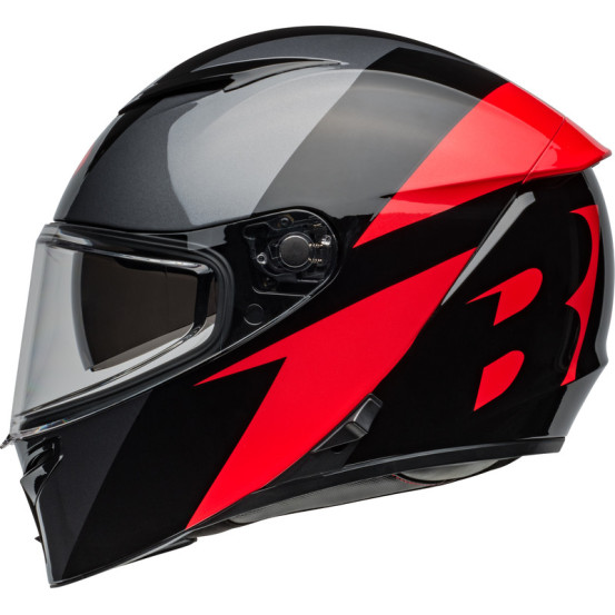 Casque moto intégral Bell Lithium Shear - Gris métallique Rouge