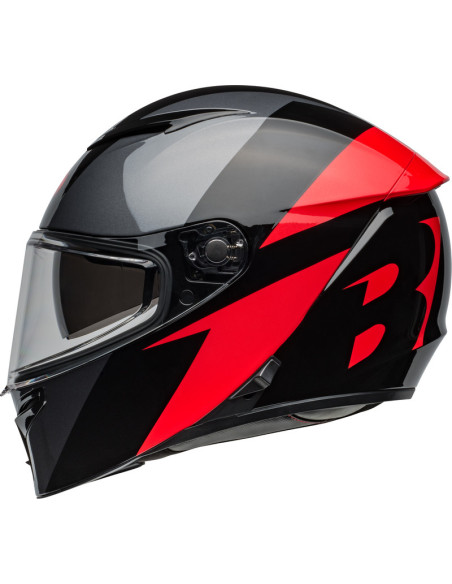 Casque moto intégral Bell Lithium Shear - Gris métallique Rouge