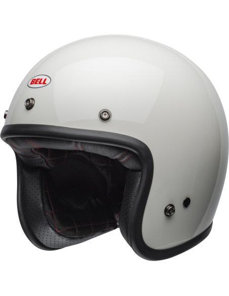 Casque moto jet Bell Custom 500 Solid - Blanc vintage