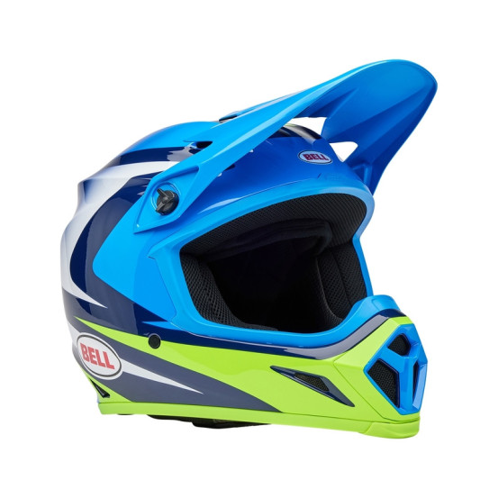 Casque cross Bell MX-9 MIPS Jackal - Bleu Jaune Fluo