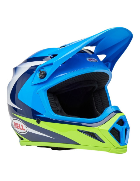 Casque cross Bell MX-9 MIPS Jackal - Bleu Jaune Fluo