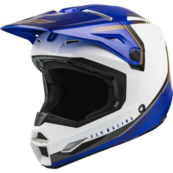 Casque cross Fly Racing Kinetic Vision - Blanc Bleu