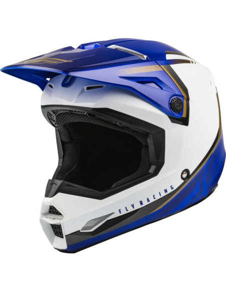 Casque cross Fly Racing Kinetic Vision - Blanc Bleu