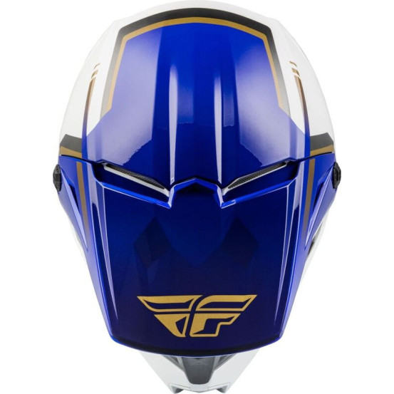 Casque cross Fly Racing Kinetic Vision - Blanc Bleu