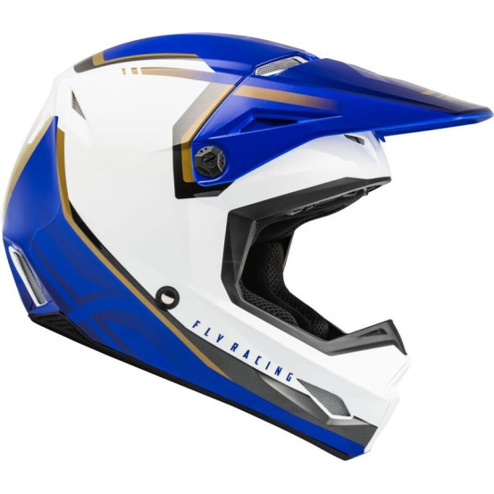 Casque cross Fly Racing Kinetic Vision - Blanc Bleu