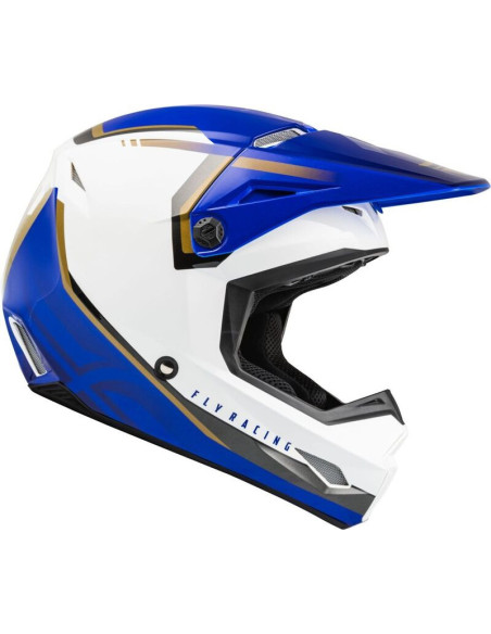 Casque cross Fly Racing Kinetic Vision - Blanc Bleu