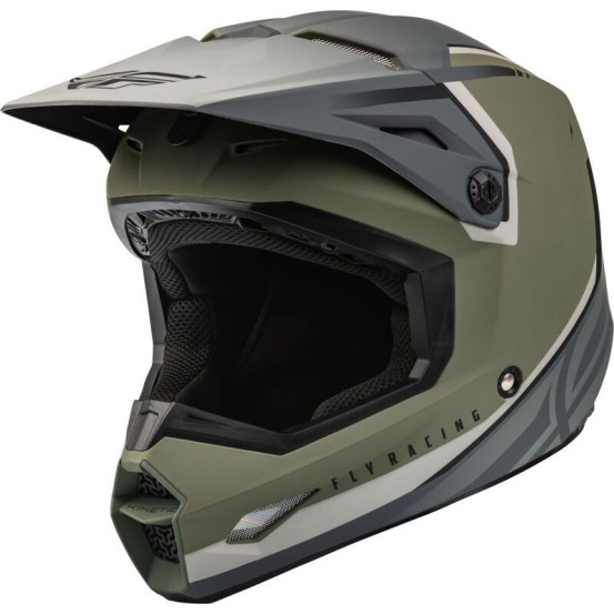 Casque cross Fly Racing Kinetic Vision - Vert Olive Mat Gris