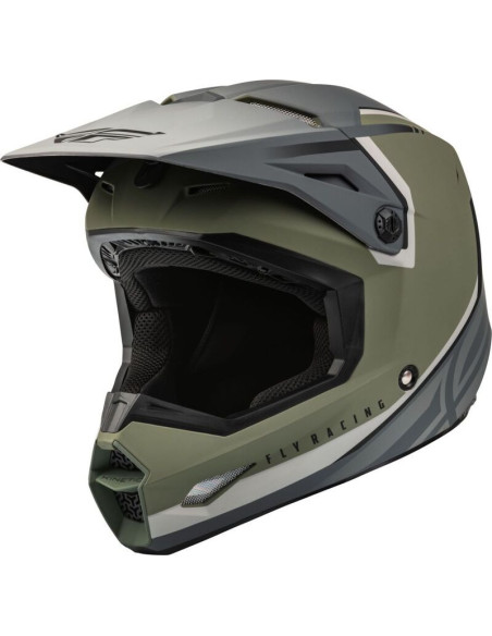 Casque cross Fly Racing Kinetic Vision - Vert Olive Mat Gris