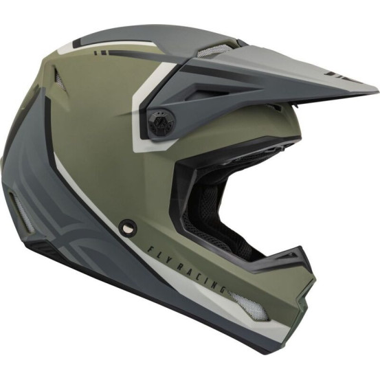Casque cross Fly Racing Kinetic Vision - Vert Olive Mat Gris