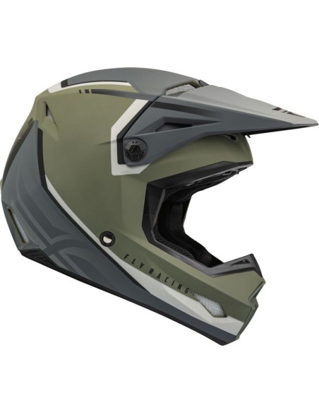 Casque cross Fly Racing Kinetic Vision - Vert Olive Mat Gris