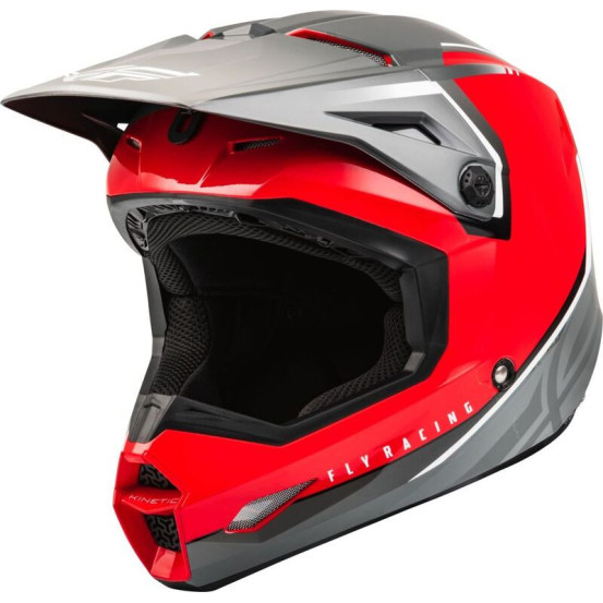 Casque cross Fly Racing Kinetic Vision - Rouge Gris