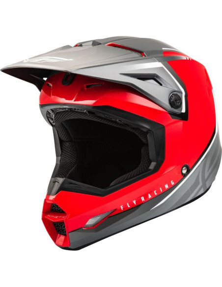 Casque cross Fly Racing Kinetic Vision - Rouge Gris