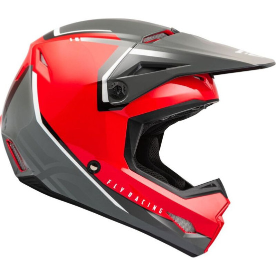 Casque cross Fly Racing Kinetic Vision - Rouge Gris