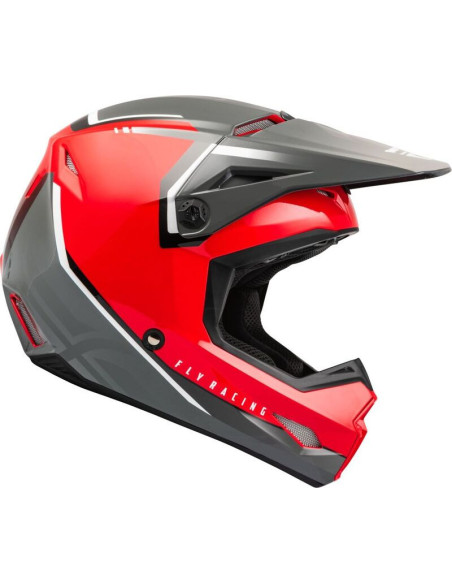Casque cross Fly Racing Kinetic Vision - Rouge Gris