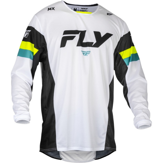 Maillot cross Fly Racing 2024 Kinetic Prix - Blanc Noir Jaune Fluo