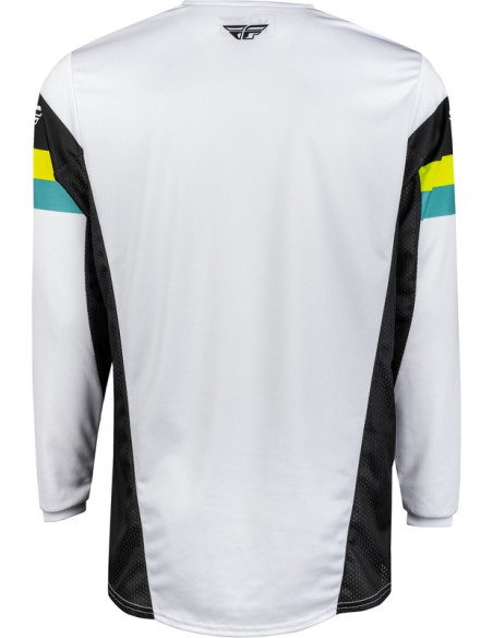 Maillot cross Fly Racing 2024 Kinetic Prix - Blanc Noir Jaune Fluo
