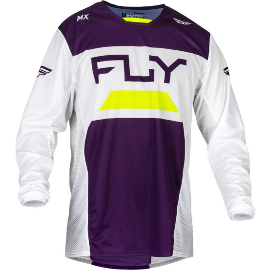 Maillot cross Fly Racing 2024 Kinetic Reload - Violet Blanc Jaune Fluo