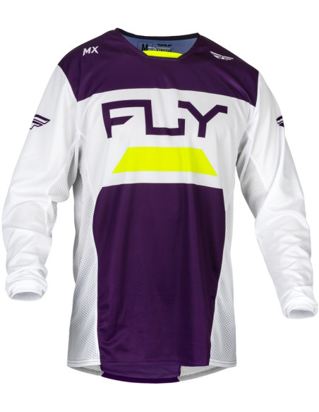 Maillot cross Fly Racing 2024 Kinetic Reload - Violet Blanc Jaune Fluo