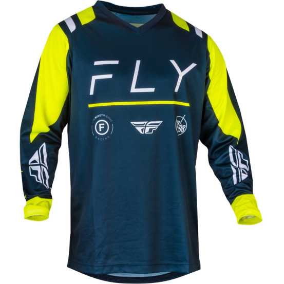 Maillot cross Fly Racing 2024 F-16 - Navy Jaune Fluo Blanc