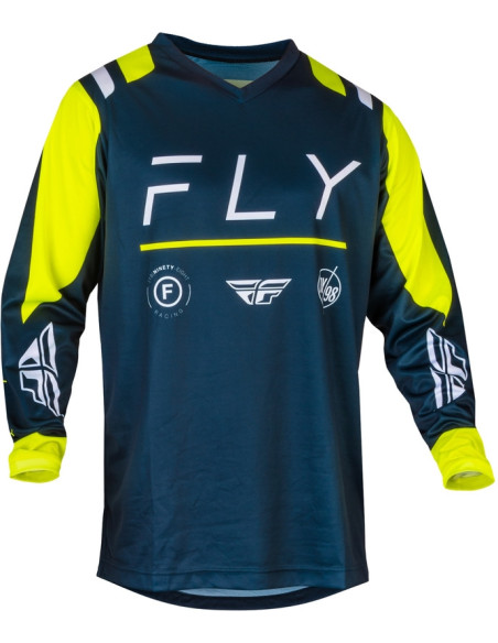 Maillot cross Fly Racing 2024 F-16 - Navy Jaune Fluo Blanc