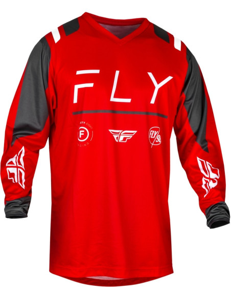 Maillot cross Fly Racing 2024 F-16 - Rouge Charcoal Blanc