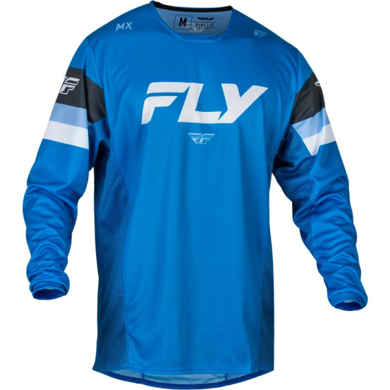 Maillot cross enfant Fly Racing 2024 Kinetic Prix - Bleu Clair Charcoal Blanc