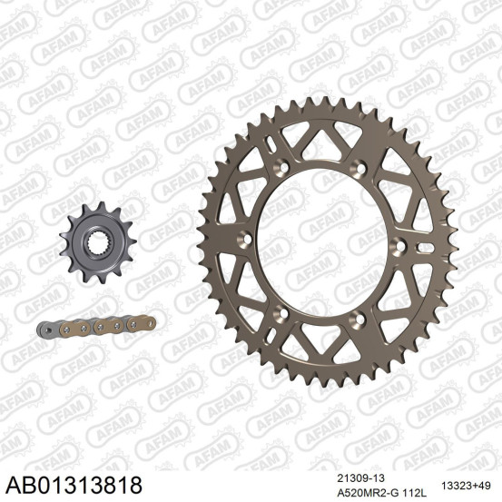 Kit chaine 520 AFAM - couronne alu anti-boue - YAMAHA YZ 125 2022-2023