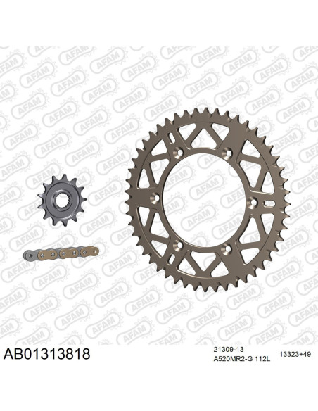 Kit chaine 520 AFAM - couronne alu anti-boue - YAMAHA YZ 125 2022-2023