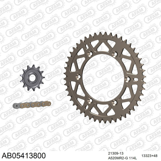 Kit chaine 520 AFAM - couronne alu anti-boue - FANTIC XX 125 2021