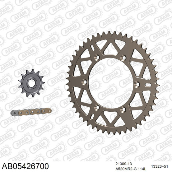 Kit chaine 520 AFAM - couronne alu anti-boue - FANTIC XEF 250 2021-2022