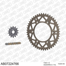Kit chaine 520 AFAM - Couronne alu anti-boue - Type de chaine au choix - KTM EXC 250 2004