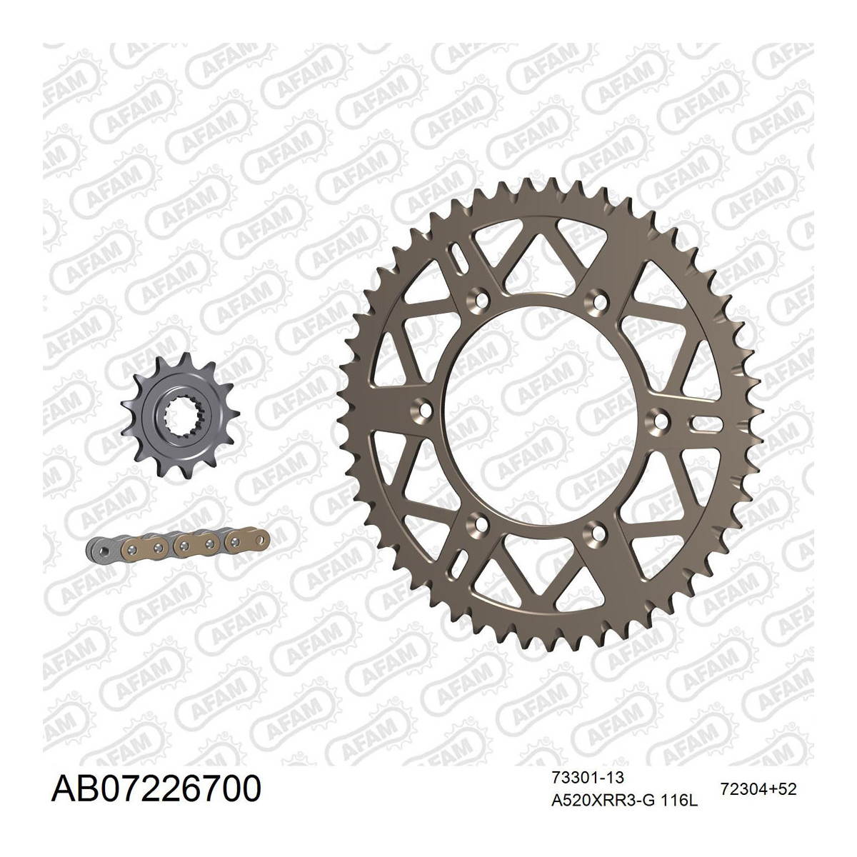 Kit Chaîne AFAM 520 MR2-G Pour KTM EXC 250 2T 1999-2003 – Pignon 14D, Couronne 50D, Longueur 114 Maillons
