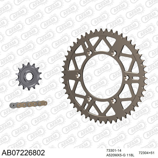 Kit chaine 520 AFAM - Couronne alu anti-boue - Type de chaine au choix - KTM SXF 250 2017-2023