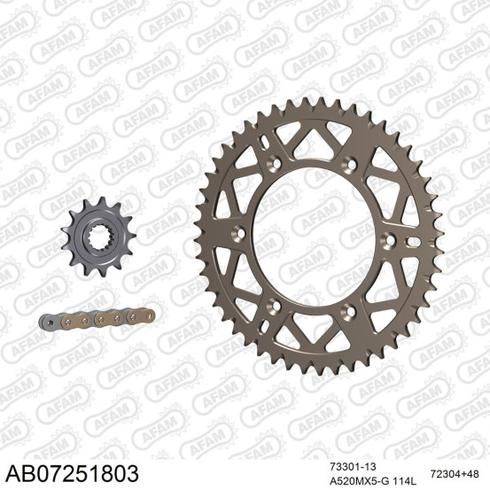 Kit chaine 520 AFAM - Couronne alu anti-boue - Type de chaine au choix - KTM 450 SX F 2016-2026