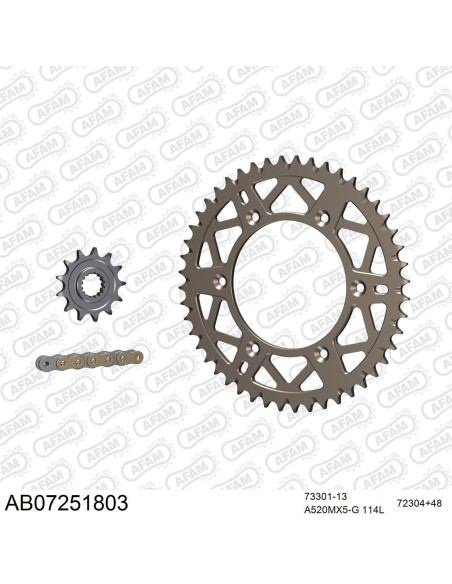 Kit chaine 520 AFAM - Couronne alu anti-boue - Type de chaine au choix - KTM 450 SX F 2016-2026