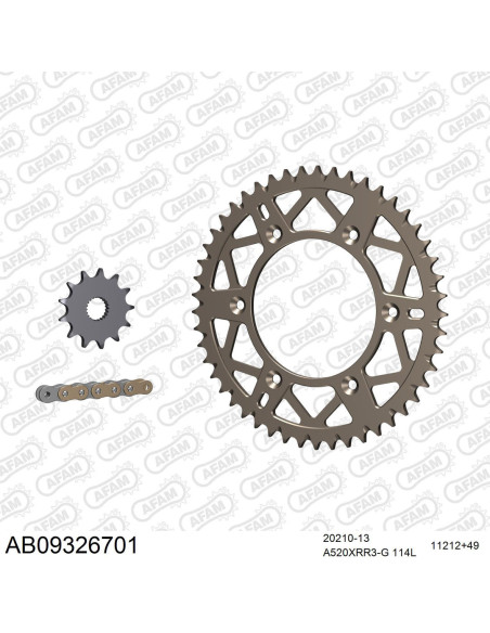 Kit chaine 520 AFAM - Couronne alu anti-boue - Type de chaine au choix - HM / HONDA CRE 250 F 2004-2009
