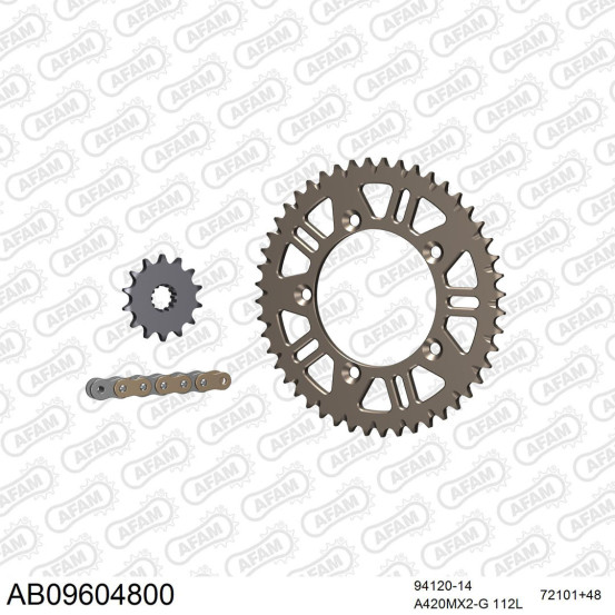 Kit chaine 420 AFAM - couronne alu standard - GAS-GAS MC 65 2021-2023