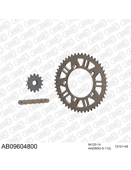 Kit chaine 420 AFAM - couronne alu standard - GAS-GAS MC 65 2021-2023